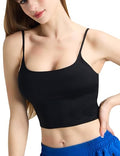 Women’s Adjustable Spaghetti Strap Crop Top with Padded Longline Sports Bra