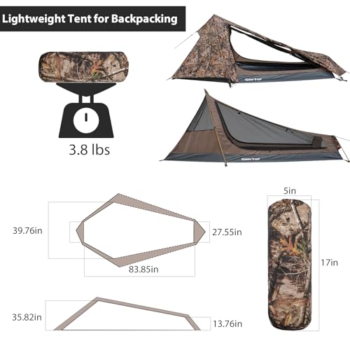GEERTOP Camouflage Ultralight Solo Bivy Tent for Camping & Backpacking