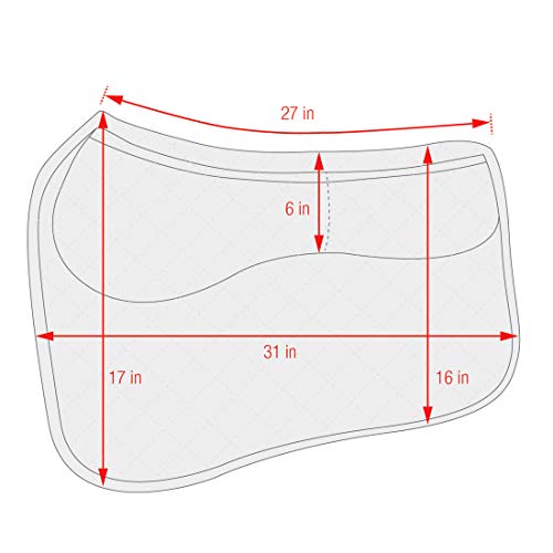 Equine Comfort Thermoregulating Western Saddle Pad - Black, Contoured Fit, Washable, Shock & Therapy Support with Memory Foam Shims
