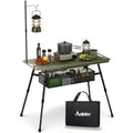 Adjustable Aluminum Camping Table with Folding Legs & Storage Basket