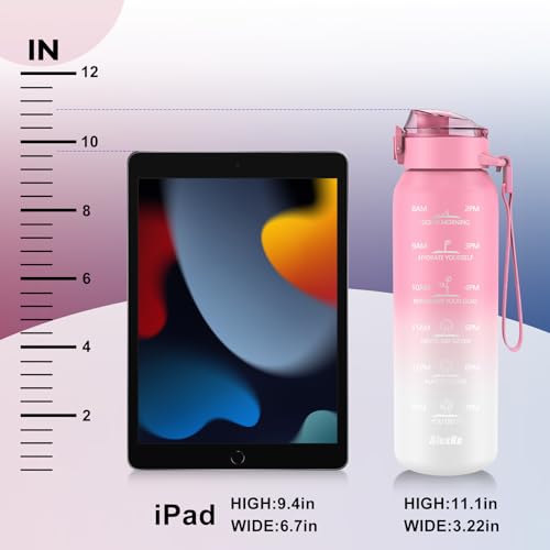 Insulated 32oz Water Bottle with 2 Lids - Pink & White, Double Wall Stainless Steel