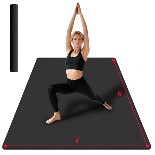 Extra Large Yoga Mat 6'x4' 8mm Thick Non-Slip Exercise Mat for Home Workouts