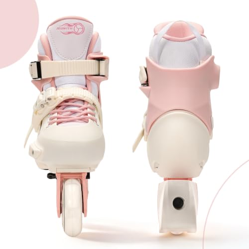 Pink Adjustable Inline Skates for Kids & Adults with Light-Up Wheels & Brake - XLarge Youth & Adult