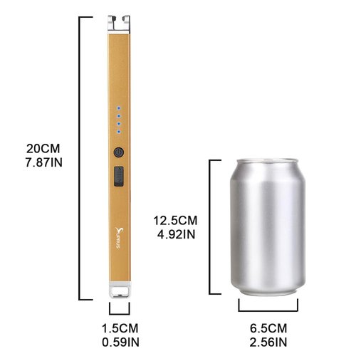 Electric Arc Windproof USB Lighter Flameless Rechargeable Lighter with Safety Lock for Candle (Gold, 3Packs)