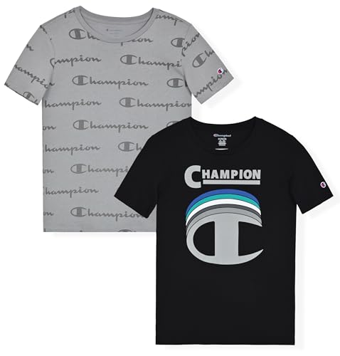 Champion Boys Short Sleeve T-Shirt Pack - Black 6 Pack, Size 4-18