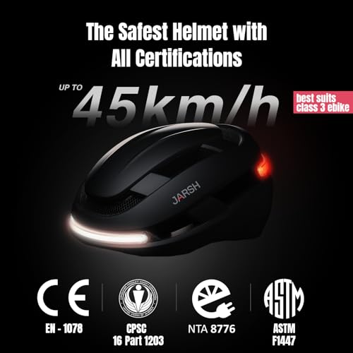 Electric Bike Helmet with Lights & Turn Signal - Black, Fits 85% Riders