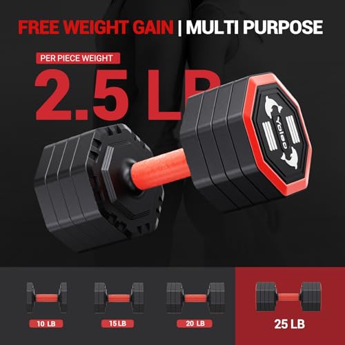 25LB Adjustable Dumbbell Set with Rotary Dial Lock - Space-Saving Home Fitness Equipment for Men & Women