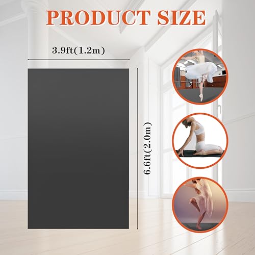 Black Portable Marley Dance Floor 6.6x3.9ft Non-Slip Vinyl Practice Mat for Ballet & Studio