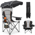 Camping Chair with Canopy Shade - Folding Outdoor Beach Chair, Black, 1 Pack