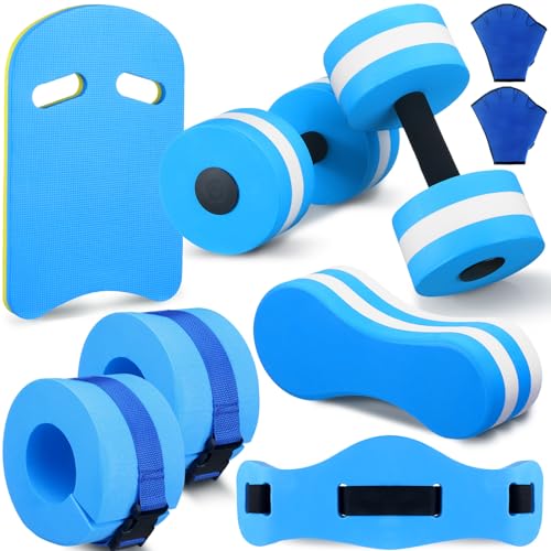 Water Aerobics Foam Dumbbells Set with Accessories - Blue