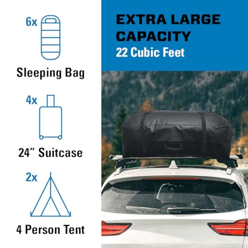 REESE 22 Cu Ft Waterproof Rooftop Cargo Carrier Bag for Cars, SUVs & Trucks