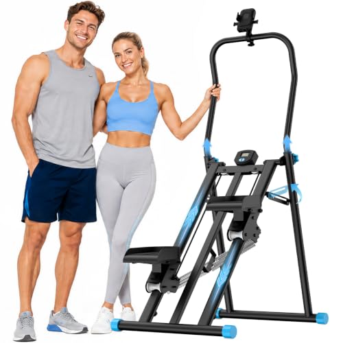 HXD-ERGO Black & Blue Home Stair Stepper with 3 Resistance Levels & 2 Incline Modes
