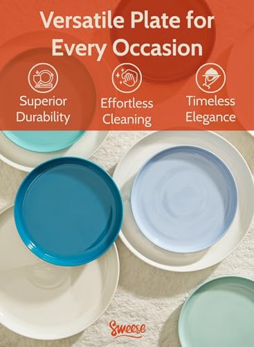 Sweese Blue Series 7.4 Inch Porcelain Dessert Plates Set of 6 - Salad & Appetizer