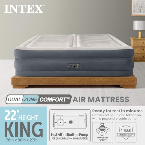 Intex King Air Mattress with Built-In Pump, 22-Inch Deluxe Pillow Top