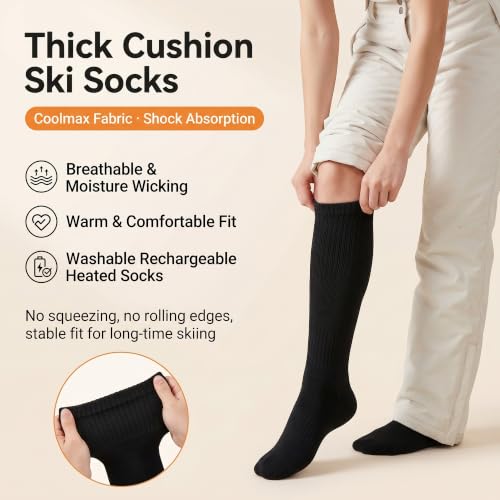 Savior Heat Rechargeable Heated Socks for Men Women - Black Large