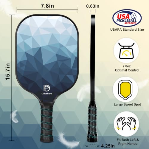 Blue Carbon Fiber Pickleball Paddles Set of 4 - USAPA Approved, Lightweight