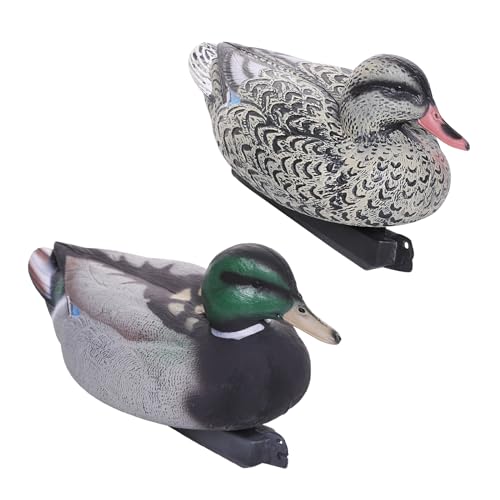Realistic Mallard Duck Decoy Pair for Hunting and Garden Decor - 2 Mallards