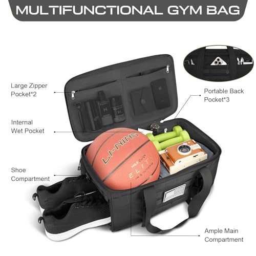 Black Extra Large Tactical Duffle Bag with Shoe Compartment & Multiple Pockets