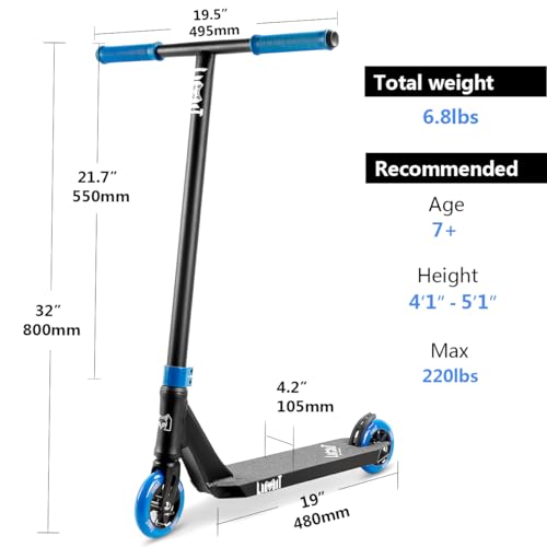 Limit LMT08 Pro Kids Trick Scooter Blue - Lightweight Freestyle Stunt Scooter for Boys & Girls 7+