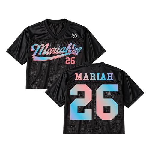 Mariah Carey Official Pride Crop Football Jersey - Small Black Rainbow Print