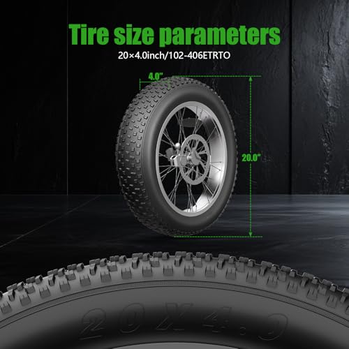 Kulifoo 20x4.0 Fat Tire Electric Bike Tires - 2 Pack, Off-Road, Low Resistance