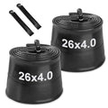 26x4.0 Inch Fat Bike Inner Tube - Schrader Valve, Puncture-Resistant Butyl Rubber, 2-Pack with Tire Levers