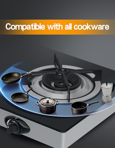 Xunda 2 Burner Portable Propane Gas Stove 28,000 BTU Camping Cooktop with Tempered Glass