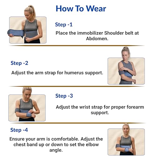 Universal Left Right Shoulder Immobilizer Arm Sling Brace for Clavicle Dislocation - Grey (28-38 Inches) - Support After Surgery