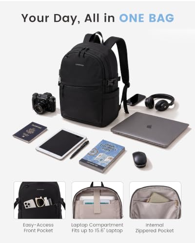 LOVEVOOK Large 17.3 Inch Unisex Casual Backpack Black - Durable College & Work Bag