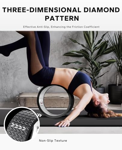Black Yoga Wheel Set with Exercise Ball for Back Pain Relief & Stretching