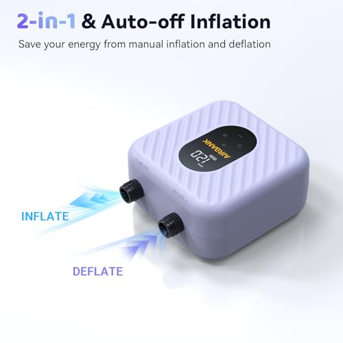 Rechargeable Paddle Board Pump with 7 Nozzles, Auto-Off, Lightweight, Fast Inflation