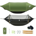 Rivenlo Green Camping Hammock Tent with Mosquito Net & Rainfly – 3-in-1 Lightweight Waterproof Outdoor Gear