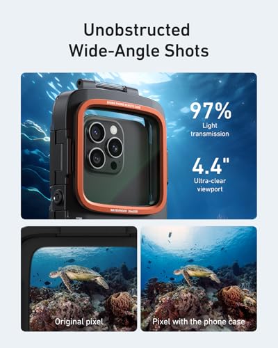 TELESIN 20M/65ft Underwater Phone Case for Snorkeling & Diving Waterproof Housing
