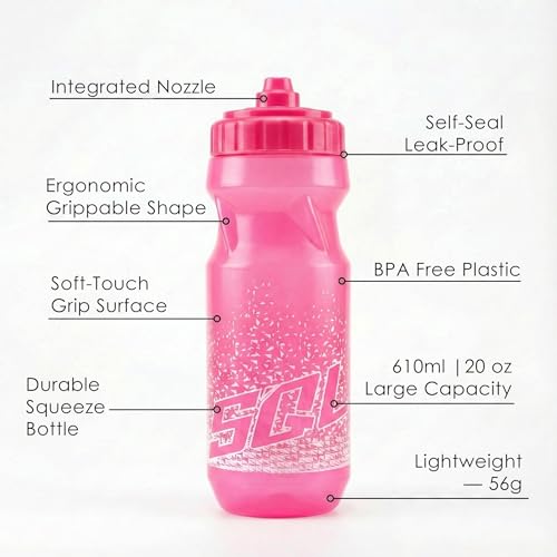 Pink 20oz Cycling Water Bottle - Ultra-Lightweight, Leak-Proof, BPA-Free