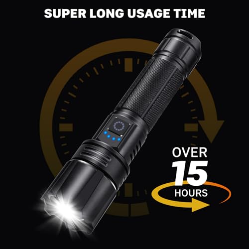 High Lumen Rechargeable LED Flashlight Set with 15H Runtime Waterproof Camping Light