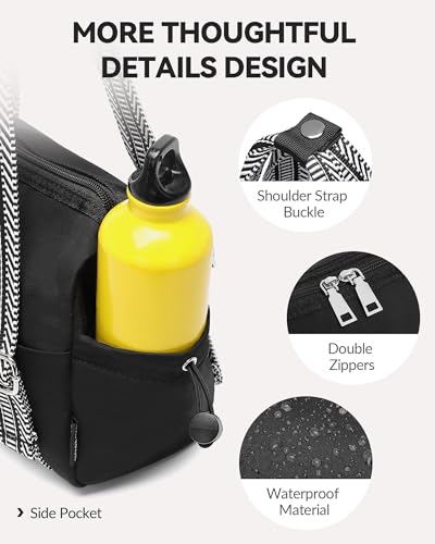 Mini Waterproof Gym Bag for Women with Guitar Strap - Black Straps