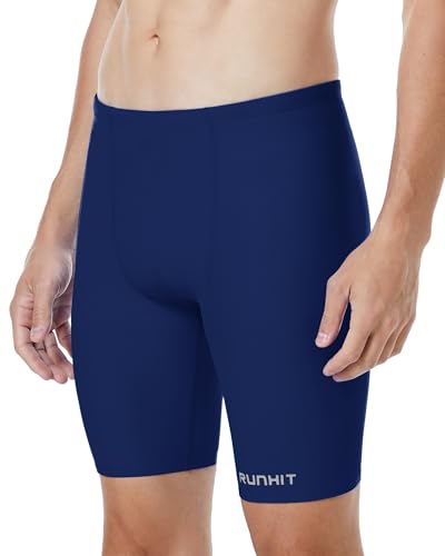Men's Swim Jammers - Competitive Racing Swimwear Quick Dry UPF 50+ Navy Blue Medium