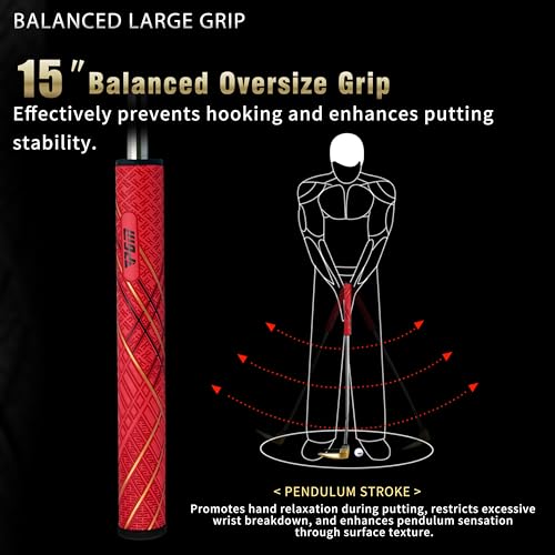 PGM TUG024 Gold 35-Inch CNC Milled Low-CG Golf Putter with Oversized Grip and Alignment Line
