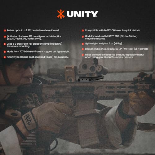 Unity Tactical Fast Optics Riser Black for Rifle Scopes