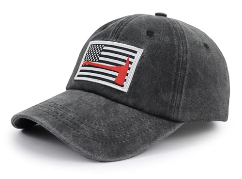 Firefighter Axe USA Flag Baseball Cap - Black, Adjustable Cotton Hat for Men Women