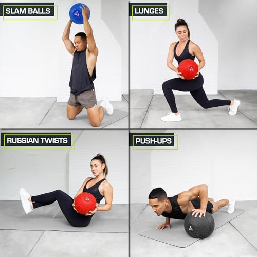 Slam Medicine Balls with Tread Grip - 50 lb Dead Weight for Strength & Cardio