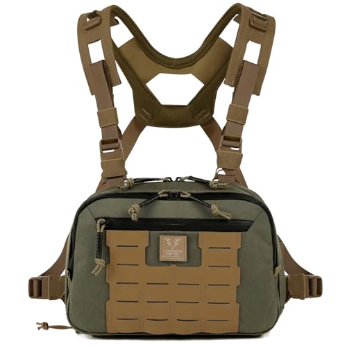VOTAGOO Tactical Chest Rig Bag 3L Hypalon Molle with Map Pocket - Ranger Green