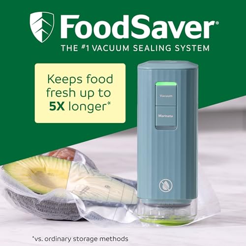 FoodSaver Mini Handheld Vacuum Sealer Machine with Marinate & Charging Dock - Blue