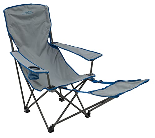 Portable Camping Lounge Chair with Footrest and Adjustable Armrests - Gray/Blue