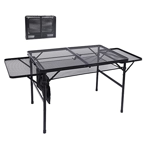 Nice C 4.4ft Metal Folding Camping Grill Table with Mesh & Storage - NC-XHGRILLTB-MESH4FT