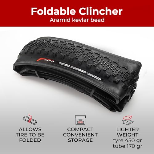 700x38c Gravel Bike Tire & Schrader Tube Set - Foldable, Puncture-Resistant, with Schrader Tubes