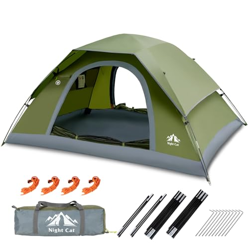 Night Cat 1-Person Upgraded Backpacking Tent Olive Green Easy Setup Waterproof Light & Compact