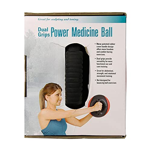Aeromat 14 lbs Dual Grip Power Medicine Ball - Black/Blue 9" Diameter for Abdominal & Rotational Training