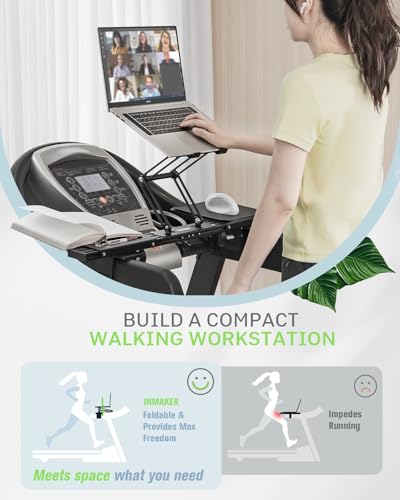 Matte Black Treadmill Laptop Holder - Adjustable Aluminum Desk Attachment for Treadmill