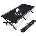 Black Extra Wide Camping Cot for Adults 550 lbs Support Folding Bed with Carry Bag
